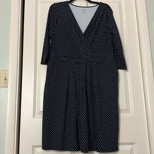 Talbots navy blue white polka dot dress 16W